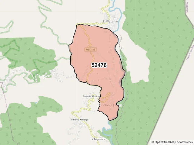 Mapa del código postal 52476, Malinalco, México