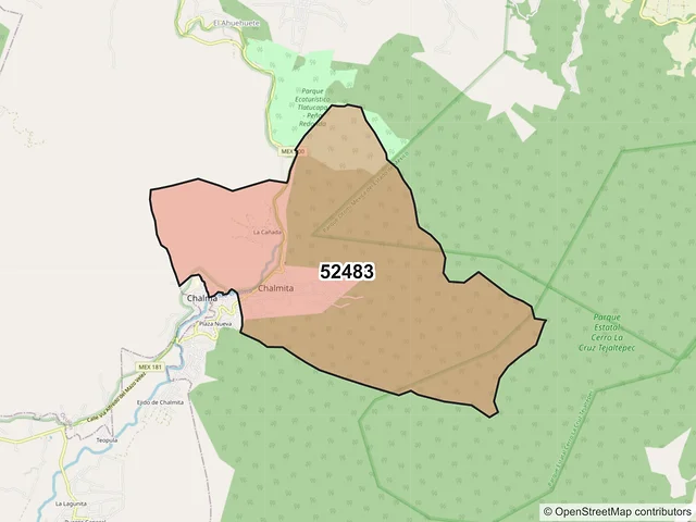 Mapa del código postal 52483, Ocuilan, México