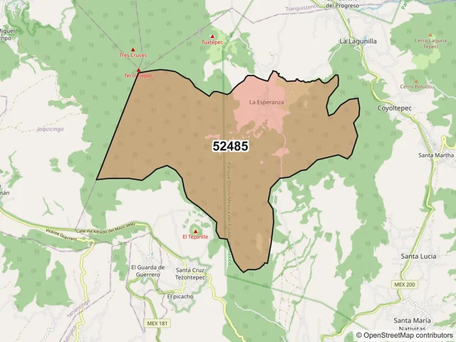 Mapa del código postal 52485, Ocuilan, México