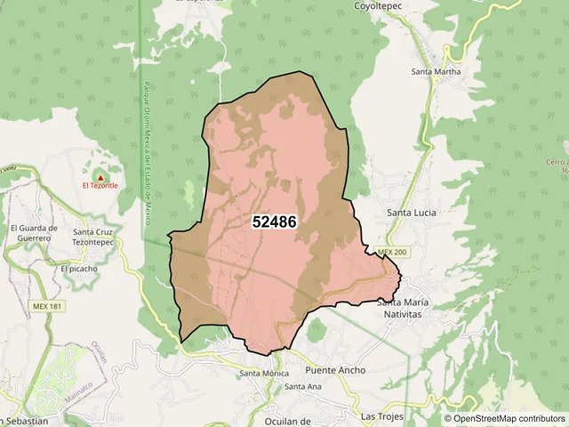 Mapa del código postal 52486, Ocuilan, México