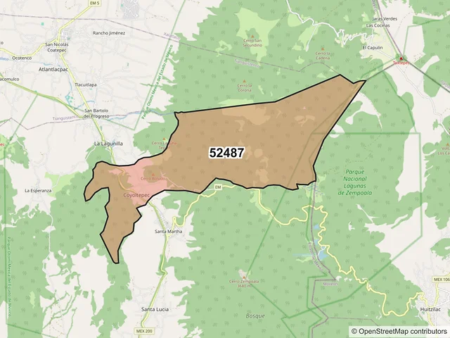 Mapa del código postal 52487, Ocuilan, México