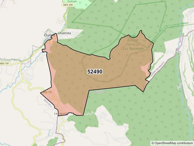 Mapa del código postal 52490, Ocuilan, México