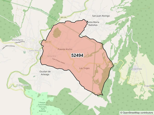 Mapa del código postal 52494, Ocuilan, México