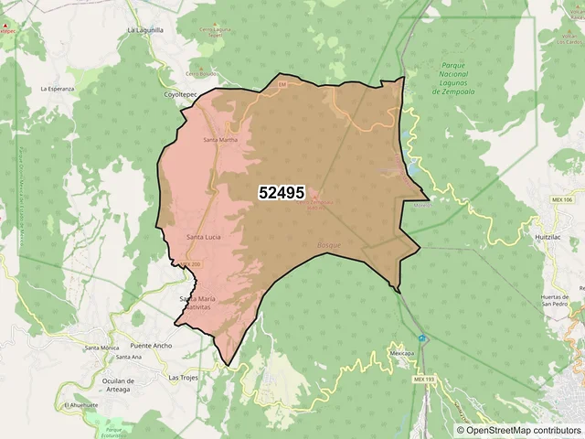 Mapa del código postal 52495, Ocuilan, México