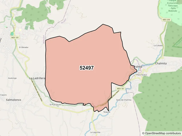 Mapa del código postal 52497, Ocuilan, México