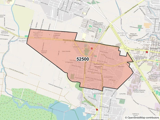 Mapa del código postal 52500, Atizapán, México