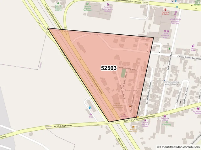 Mapa del código postal 52503, Atizapán, México