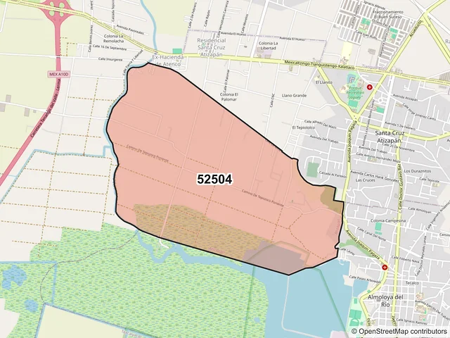 Mapa del código postal 52504, Atizapán, México
