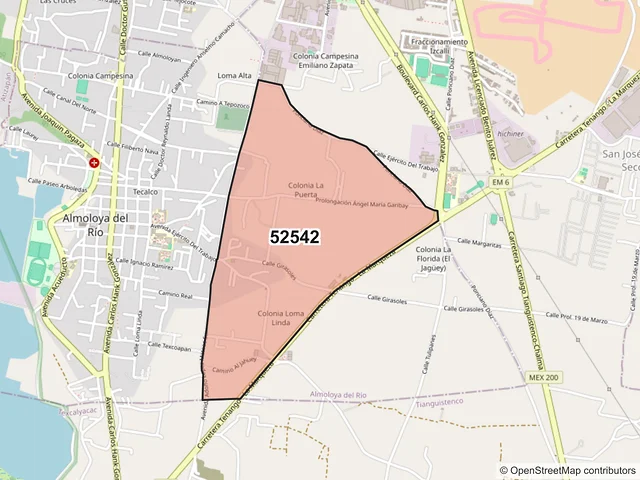 Mapa del código postal 52542, Almoloya del Río, México