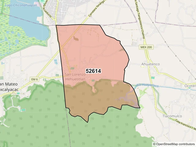 Mapa del código postal 52614, Tianguistenco, México
