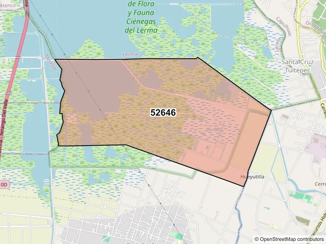 Mapa del código postal 52646, Tianguistenco, México