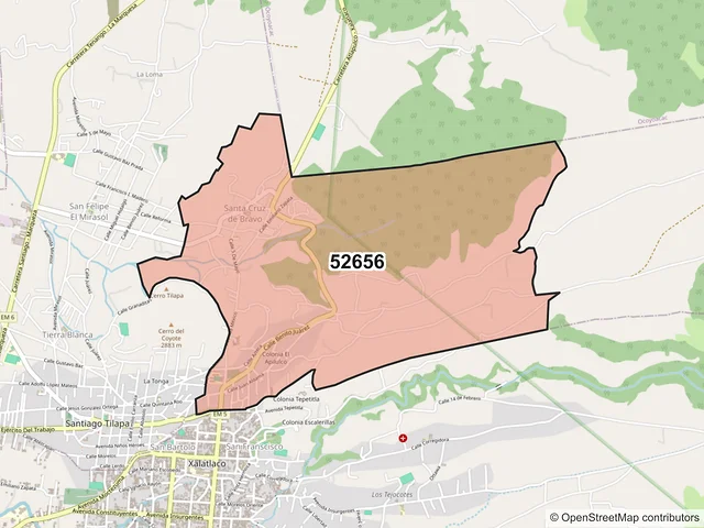 Mapa del código postal 52656, Tianguistenco, México