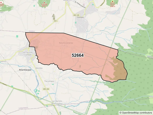 Mapa del código postal 52664, Tianguistenco, México