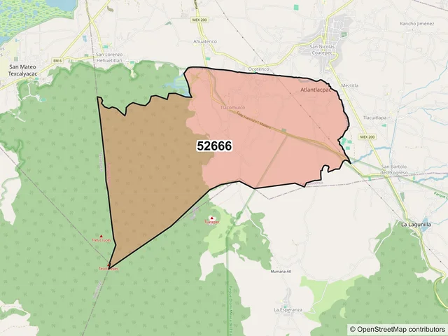 Mapa del código postal 52666, Tianguistenco, México