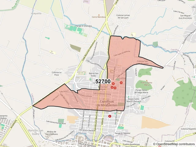 Mapa del código postal 52700, Capulhuac, México