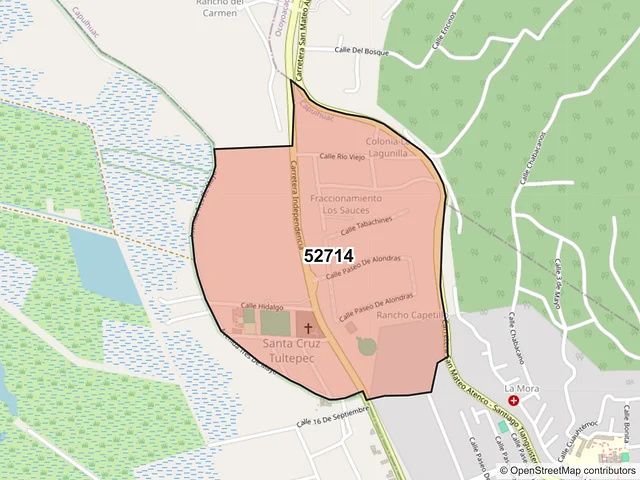 Mapa del código postal 52714, Capulhuac, México