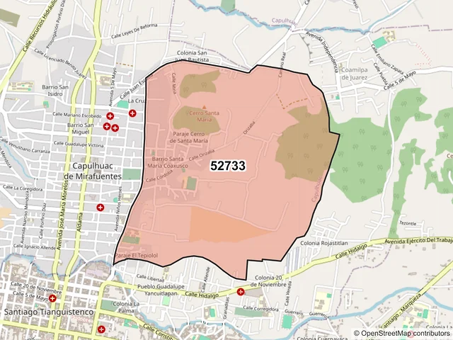 Mapa del código postal 52733, Capulhuac, México
