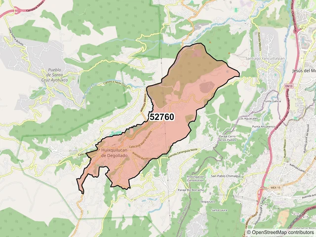 Mapa del código postal 52760, Huixquilucan, México