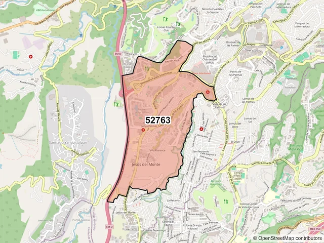 Mapa del código postal 52763, Huixquilucan, México