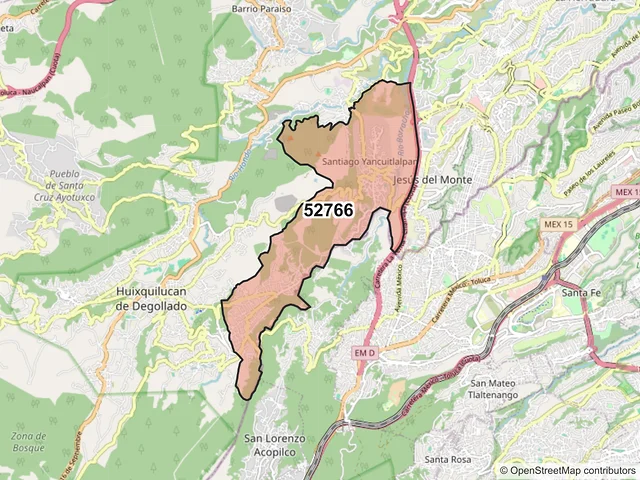 Mapa del código postal 52766, Huixquilucan, México
