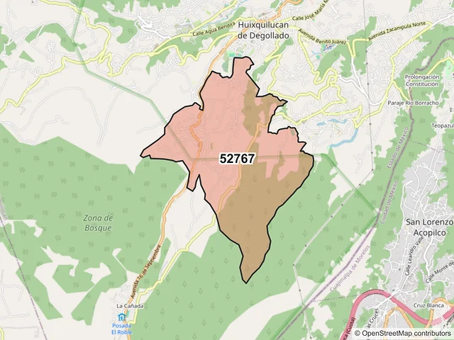 Mapa del código postal 52767, Huixquilucan, México