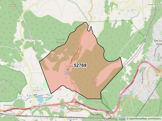 Mapa del código postal 52769, Huixquilucan, México