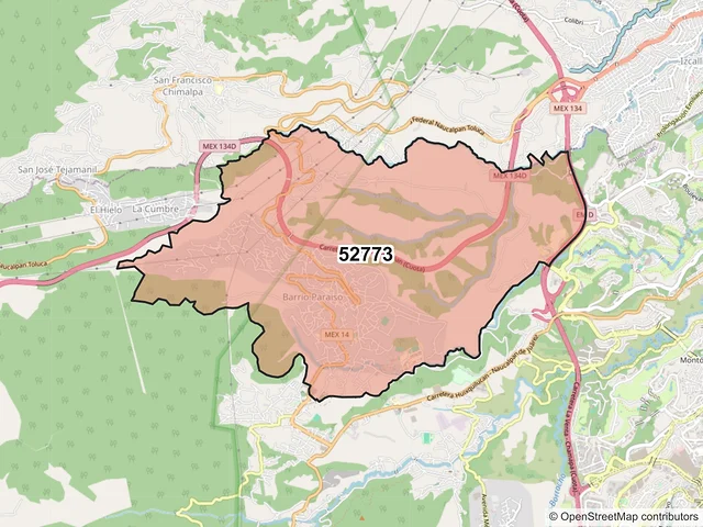 Mapa del código postal 52773, Huixquilucan, México