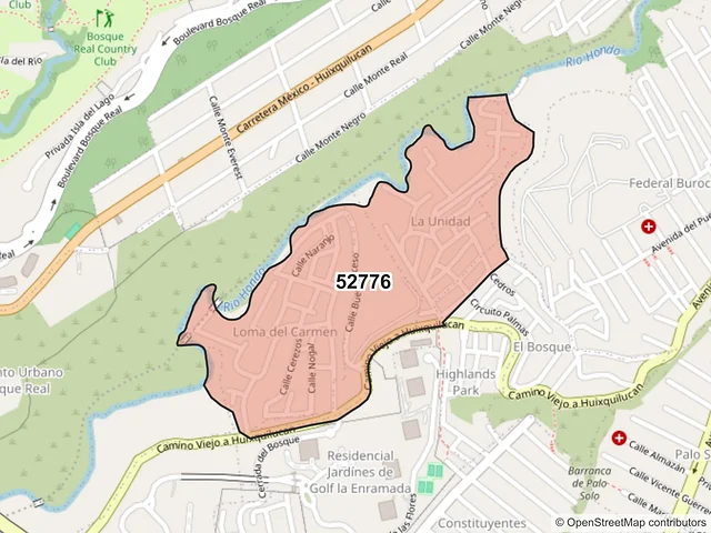 Mapa del código postal 52776, Huixquilucan, México