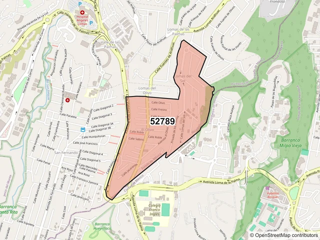 Mapa del código postal 52789, Huixquilucan, México