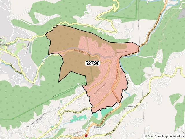 Mapa del código postal 52790, Huixquilucan, México