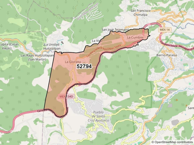 Mapa del código postal 52794, Huixquilucan, México