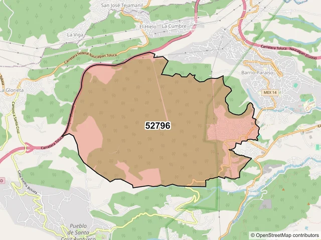 Mapa del código postal 52796, Huixquilucan, México
