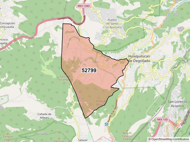 Mapa del código postal 52799, Huixquilucan, México
