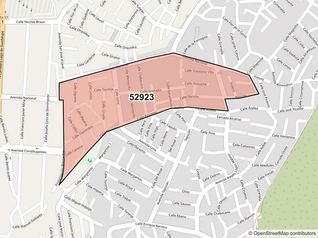 Mapa del código postal 52923, Atizapán de Zaragoza, México