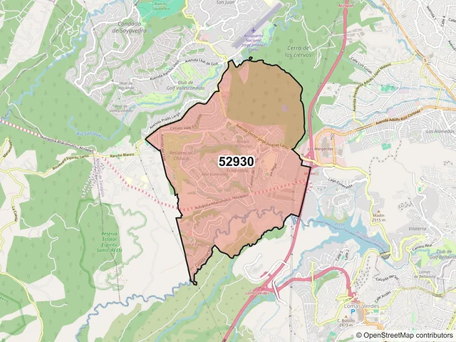 Mapa del código postal 52930, Atizapán de Zaragoza, México