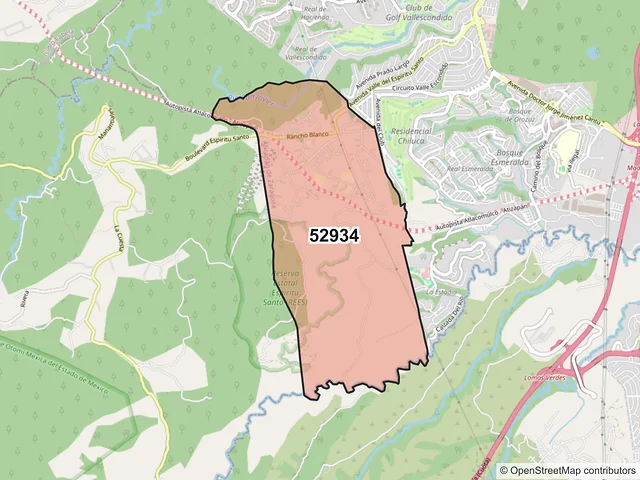 Mapa del código postal 52934, Atizapán de Zaragoza, México