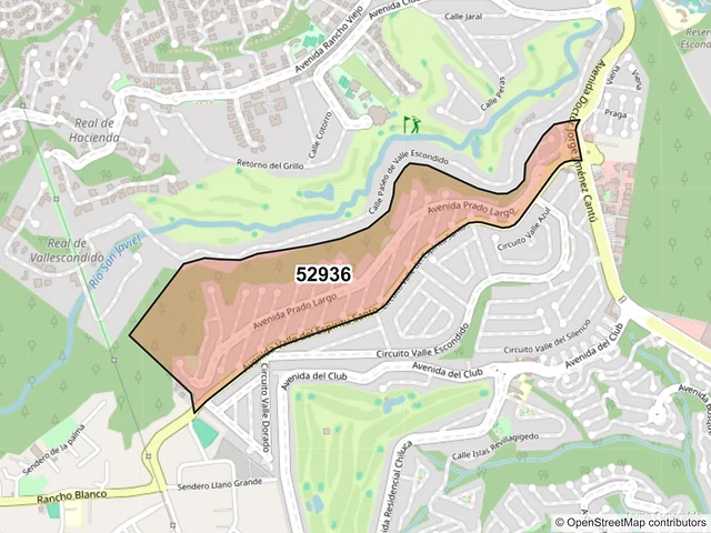 Mapa del código postal 52936, Atizapán de Zaragoza, México
