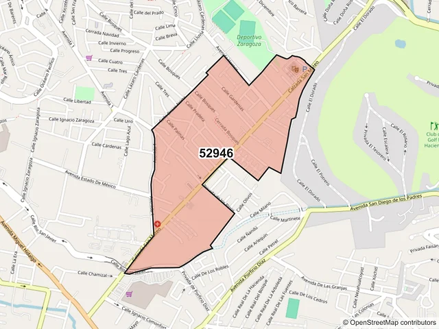 Mapa del código postal 52946, Atizapán de Zaragoza, México