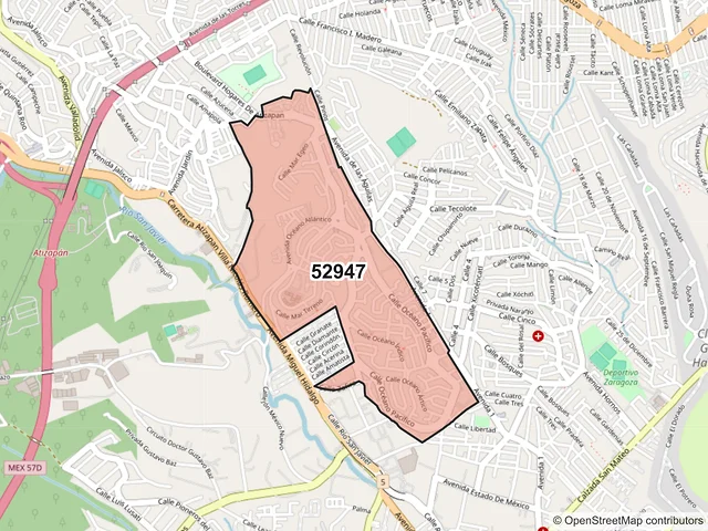 Mapa del código postal 52947, Atizapán de Zaragoza, México