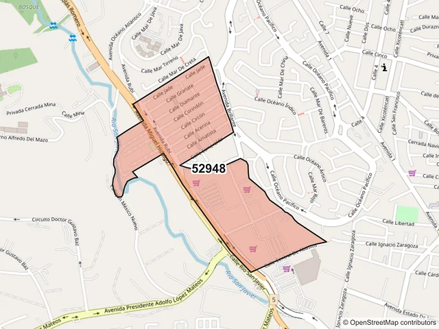 Mapa del código postal 52948, Atizapán de Zaragoza, México