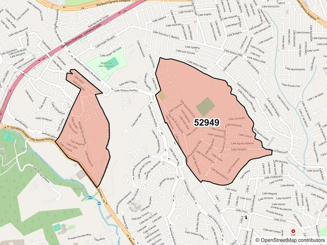 Mapa del código postal 52949, Atizapán de Zaragoza, México