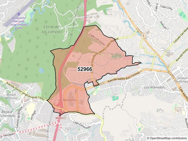 Mapa del código postal 52966, Atizapán de Zaragoza, México