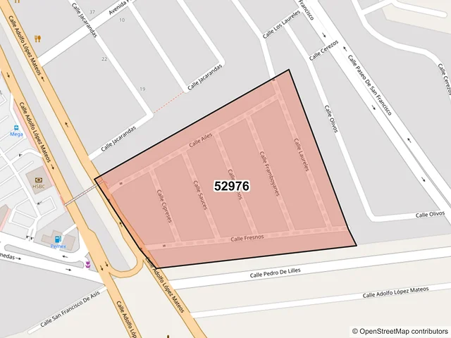 Mapa del código postal 52976, Atizapán de Zaragoza, México