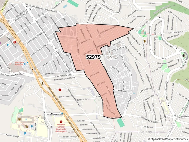 Mapa del código postal 52979, Atizapán de Zaragoza, México