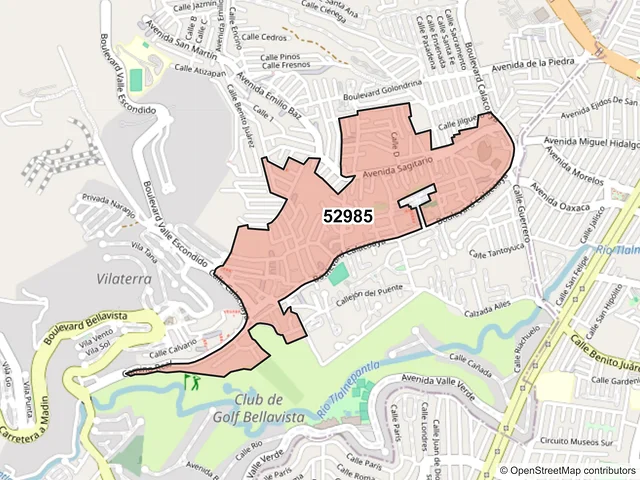 Mapa del código postal 52985, Atizapán de Zaragoza, México