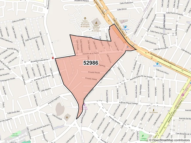 Mapa del código postal 52986, Atizapán de Zaragoza, México