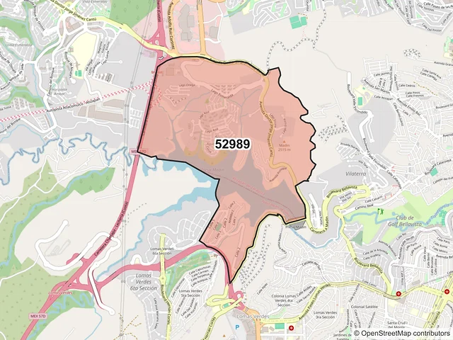 Mapa del código postal 52989, Atizapán de Zaragoza, México