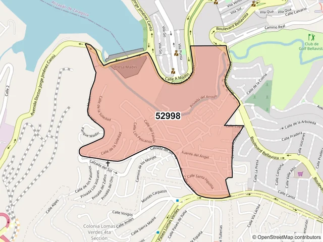 Mapa del código postal 52998, Atizapán de Zaragoza, México