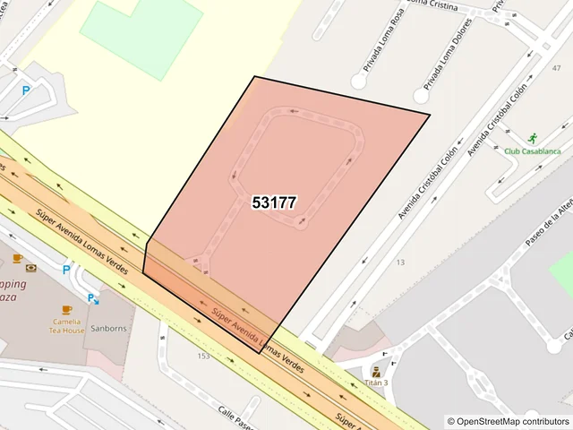 Mapa del código postal 53177, Naucalpan de Juárez, México