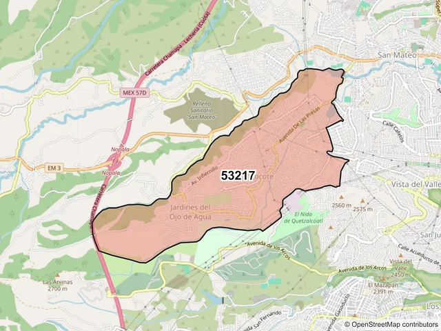 Mapa del código postal 53217, Naucalpan de Juárez, México